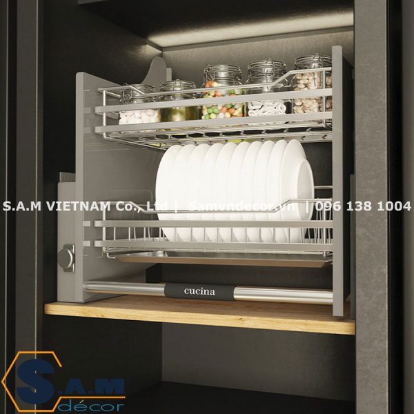 Giá bát nâng hạ Cucina Lento 504.76.005 Inox 304 nan tròn Giá bát nâng hạ Cucina Lento 504.76.005 Inox 304 nan tròn