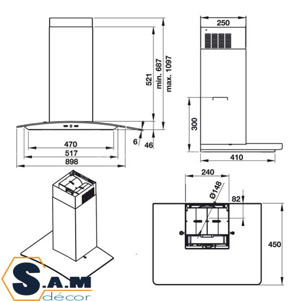 Máy hút mùi gắn tường Hafele HH-WG90B 539.81.185