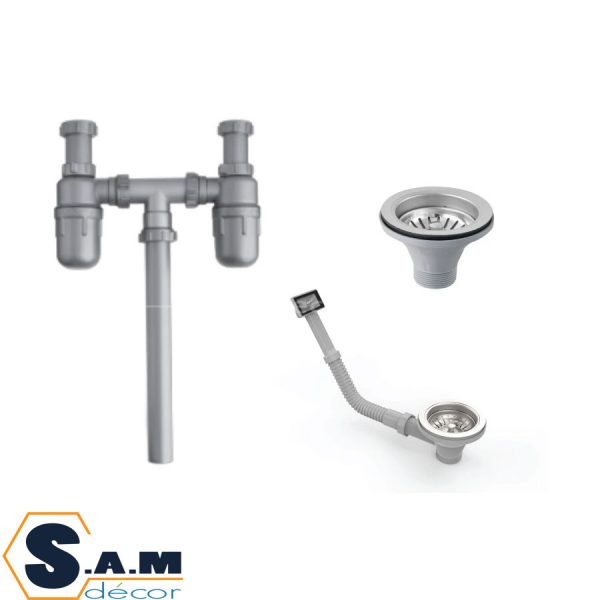 Bộ xả cho chậu bếp 2 hộc (1 xả tràn) Hafele 567.25.875 Bộ xả cho chậu bếp 2 hộc (1 xả tràn) Hafele 567.25.875