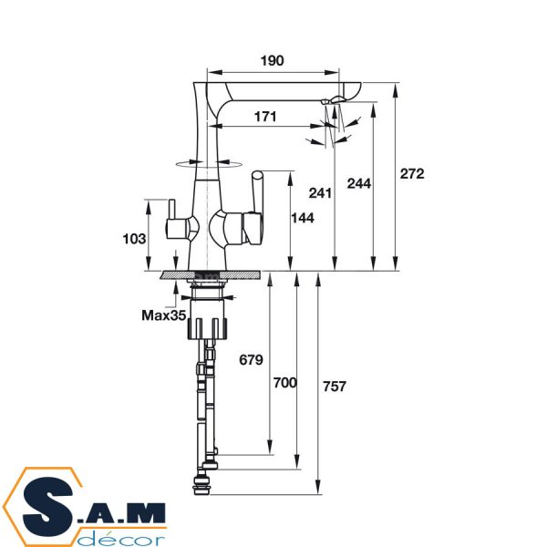 Vòi rửa chén Hafele Marcus HT19-CH2F244 570.51.070